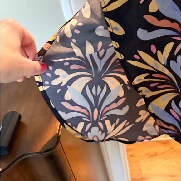 Sleeveless Black Midi Dress with Blue and Lavender Floral Print - Picture 3 of 9